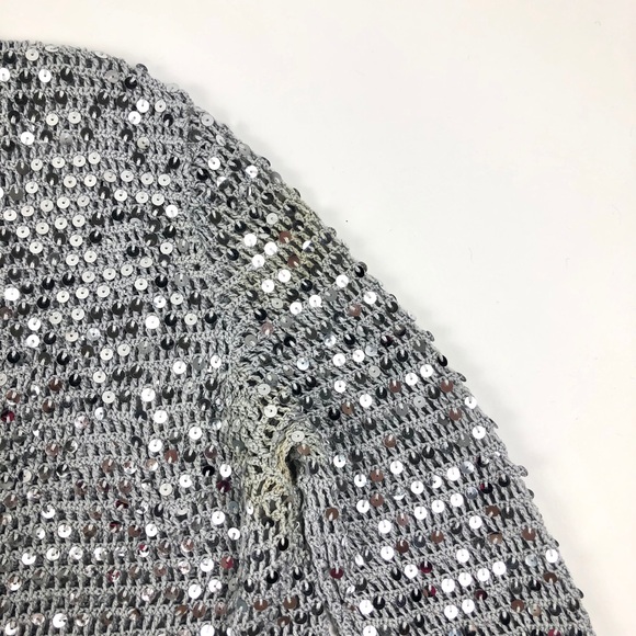 BCBGMAXAZRIA Knit Mini Grey Sequin Cardigan - Picture 7 of 9
